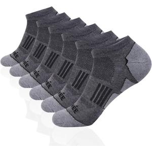 JOYNE Men's 6 Pack Athletic No Show Performance Cushioned Low Cut Running Socks