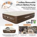 Queen Air Mattress with Built-in Pump,18'' Self Inflatable Mattress with Cordless Removable Lithium Battery Pump, Blow Up Mattress with Storage Bag,Foldable Rest Airbed for Home, Camping & Guests