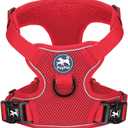 PoyPet Reflective Soft Breathable Mesh Dog Harness Choke-Free Double Padded Vest with Adjustable Neck and Chest(Red,XL)