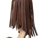 Women's Fringed High Heels Side Zipper Ankle Sandal Boots Studded Heeled Sandals, Size 12