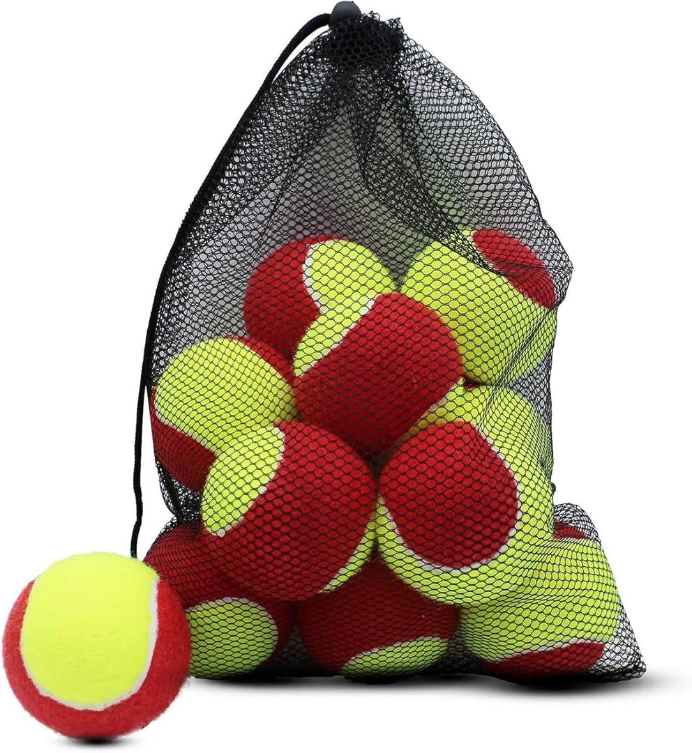 Magicorange Tennis Balls, 20 Pack Low Compression Stage Tennis Ball for Beginners Youth Kids Training Practicing with Mesh Bag for Easy Transport (Red)