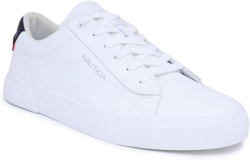 Nautica Men's Casual Shoe, Classic Lace-Up Low Top Loafer, Fashion Sneaker - in Medium & Wide Width Sizes (7.5, Alos White)