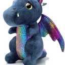 Dragon Stuffed Animal Cute Dragon Plush Doll Toy 10 inch for Girls Boys Christmas (Dragon Black 25cm)