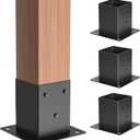 44 Post Base 4Pcs,Inner Size 3.6"x3.6" Post Brackets, Heavy Duty Powder-Coated Post Anchor Matte Black Wood Post Brackets for Pavilion Deck Railing