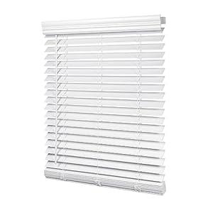 LazBlinds 2-inch Cordless Faux Wood Blinds with Royal Valance, Room Darkening Horizontal Window Blinds, Inside Mount Blinds for Windows - Fit for Window 23'' W x 36'' H - White