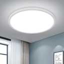 DELIPOP Flush Mount Ceiling Light, 12 Inch 24W Ultra Thin Square LED Ceiling Light, 6500K Cool White Low Profile Light Fixture for Living Room Bedroom Bathroom Kitchen Dining Room Corridor (White)