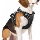 HEELE Dog Harness, No Pull Adjustable Padded Reflective Harness for Dogs with Handle for Walking Training, Black, M
