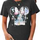 Magical Shirt for Women Magic Kingdom T Shirt Family Vacation Tee Princess Castle Casual Short Sleeve Tops (XX-Large, Dark Gray-005)