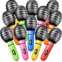 Zhanmai 12 Pieces Inflatable Microphones for Parties 9. 4 Inch Blow up Plastic Fake Microphone Props Toys for Musical Sing Concert Karaoke 80s 90s Party Cosplay Stage Decoration Supplies (Multicolor)