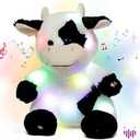 Hopearl LED Musical Stuffed Cow Lighting Up Singing Plush Toy Adjustable Volume Lullaby Animated Soothe Birthday Festival for Kids Toddler Girls, 13''