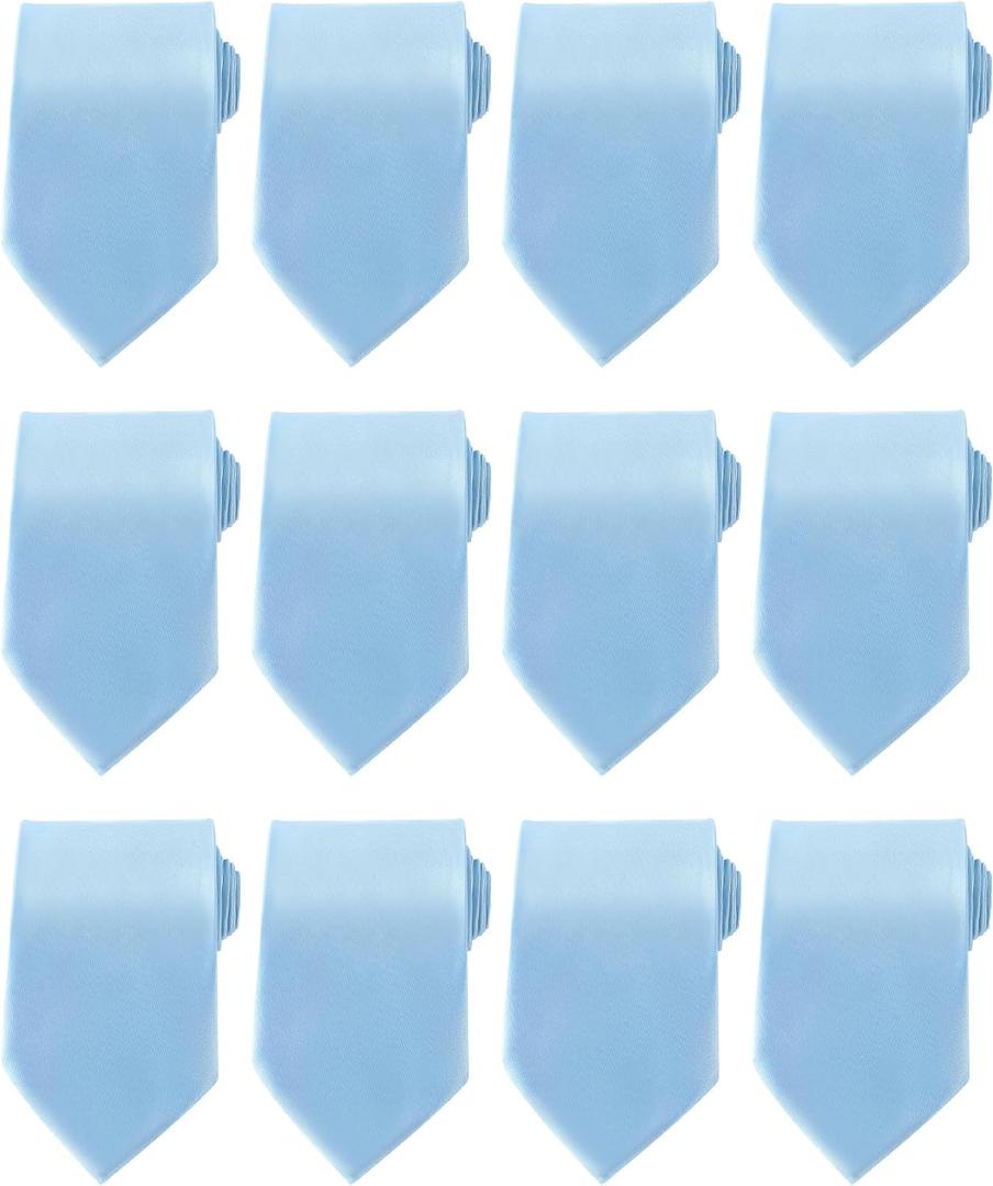 Cuffbow Men's Tie Bulk Groomsman 3.15'' Formal Necktie for Wedding Business (Blue)