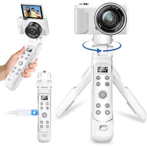Wireless Rechargeable Camera Remote Shooting Grip Tripod with OLED Screen for Sony Vlog Setup - Video, Zoom & Focus Control, Stable Handheld Vlog Shooting Handle for ZV-1, ZV-E10, ZV-1F, A7 IV,A6400