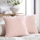Pillow Covers 20x20 Set of 2 Farmhouse Throw Pillow Covers Velvet Decorative Pillow Case Square Cushion Covers with Hidden Zipper for Bedroom Car Couch Sofa Office, Pink