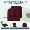 downluxe Outdoor Chair Cushions Set of 4 for Patio Furniture, Water Resistant Tufted Overstuffed Patio Furniture Cushions, Thick Outdoor Seat Cushion, 19" X 19" X 5", Burgundy