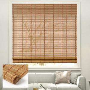 Kokorona Cordless Sheer Bamboo Roman Shades with Valance, Light Filtering Woven Bamboo Blinds for Windows, Natural Window Blinds Roll Up Shades for Home & Patio, 25" W x 64" H, Light Russet