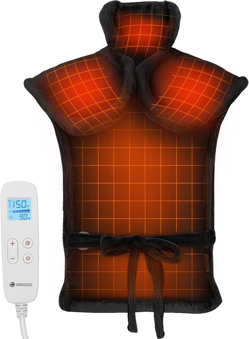 CooCoCo Full Body Heating Pad for Back, Fathers Day & Birthday Gifts for Dad Her Him Mom, Electric Heat Pad for Neck and Shoulders and Back, FSA HSA Eligible, ETL Certified, 24"x37" (Black)