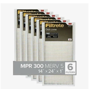 3M Filtrete 14x24x1 Basic Dust & Lint 300 MPR Furnace Filter 6 Pack Merv 5