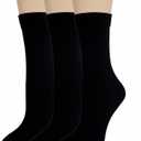 Thin Crew Socks for Women, Ladies Soft Cotton High Calf Boot Sock for Trouser, Dress, Business (5-11, 3 Pairs (Black*3))