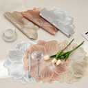 15" Silver Flower Round Placemats Set of 4 PVC Waterproof Heat-Resistant Easy Clean Table Mats 39cm Round Dining Mats