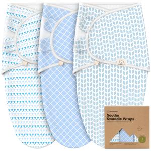 3-Pack Organic Baby Swaddle Sleep Sacks - Swaddles for Newborns, Infant 0-3 Months, Baby Girls, Boys, Soft & Snug Newborn Sleep Sack, Nursery Swaddling Blankets (Storm) (One Size, Storm)