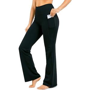 Women's Bootcut Yoga Pants Long Bootleg High-Waisted Flare Pants with Pockets L