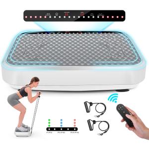 2025 Upgrade Vibration Plate Exercise Machine, Tawom Vibration Plate for Lymphatic Drainage,Whole Body Fitness Platform for Weight Loss,Body Toning,Dynamic Workout Lights,Home Gym Workout (White)