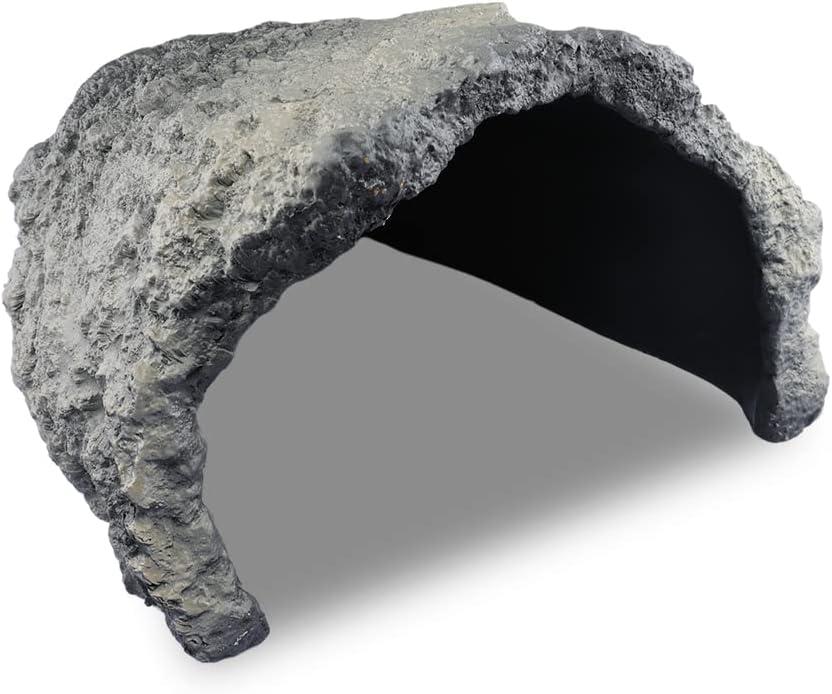 Reptile Rock Cave Habitat Hide Premium Non-Toxic Decorative Resin for Aquariums & Terrariums. Ideal for Amphibians, Lizards, Snakes, Bearded Dragons, Geckos, Scorpions, Frogs, Spiders...Large Size