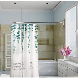 Artiwell L Shaped Shower Curtain Rod, Bathroom Bathtub Corner Shower Curtain Rod with Ceiling Support (CHROME PLATED)