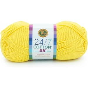 Lion Brand Yarn 24/7 Cotton DK Yarn, Lemon Drop