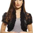 Just Love Lace Shrug Shrugs Women Cardigan (Medium, Black With Lace)