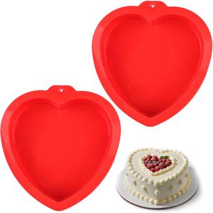 8 Inch Silicone Heart Shaped Cake Pans Cake Mold Nonstick Food Grade Silicone Easy Clean Microwave and Oven Safe (heart-shaped, 8.2x8.2x0.78inch)