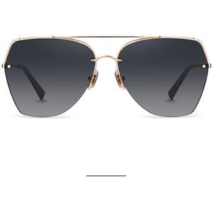 HEPTICS Oversized Aviator Sunglasses, Polarized UV Protection, Metal Half-Frame, Rose Gold Frame with Gray Gradient Lens,Retro Sunglasses for Men Women