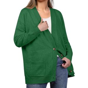 GRECERELLE Women's 2025 Fall Cardigan Sweaters Oversized Open Front Button Knit Outwear Coats with Pockets (Medium, Dark Green)