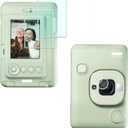 Screen Protector for Fuji Fujifilm Instax Mini Liplay + Lens PET Flim [2+2 Pcs] on Camera (for Accessories), 0.3mm High Definition 9H Hardness Optical LCD Premium Glass Protective Cover