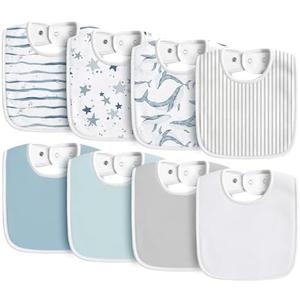 Konssy Baby Bibs 8 Pack Baby Drool Bibs for Unisex Boys and Girls, Soft Absorbent Set for Teething and Drooling