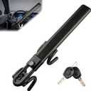 Steering Wheel Lock - Heavy Duty Anti-Theft Car Device with Double Hooks Design for Enhanced Vehicle Protection,Adjustable Length Locking with 2 Keys Universal Fit(Black)