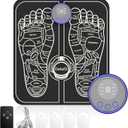 Portable Professional EMS Foot Massager with 4 Electrode Pads - Full Body Muscle Stimulator for Neuropathy & Recovery, 8 Modes 19 Levels, Foot Mat System for Pain Relief