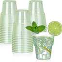 XUWAIDSGN 50 Pack Green Plastic Ribbed Wine Glasses 14 oz Disposable Cocktail Martini Juice Coffee Drinking Tumblers Plastic Stackable Ripple Wedding Party Cups for Charcuterie Parties and Events