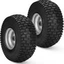 Mower Front Tires w/Rim 15x6.00-6", 3" Centered Hub, 3/4" Greased Bushing, Turf Tire 4Ply Pneumatic with Tube for Craftsman Riding Mowers 156006 (2 Pack)