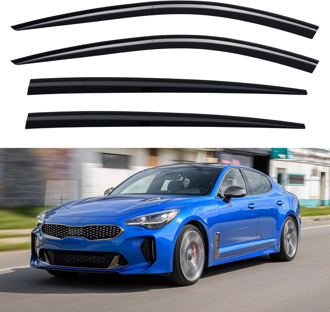 Window Visors Rain Guards for 2017-2023 Kia Stinger, Out-Channel Window Vent Wind Deflectors Visors Shades for 17 18 19 20 21 22 23 Kia Stinger