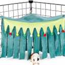 Guinea Pig Hideout - Guinea Pig Corner Hideout, Three-Sided Fringes, Triangle Top and Washable Hides, Suitable Hides for Rabbit and Other Small Pets, No Metal Fences, Green (17.3"L x 9.2"W x 10.2"Th)