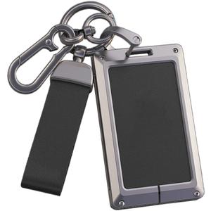 ontto Genuine Leather Key Fob Cover Fit for Lexus Card Key Fob Metal Frame Key Shell for LX570 LS460 LX600 2016-2022 (Black)