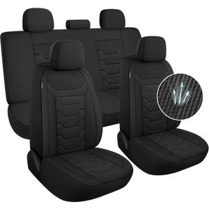 3D Air-Mesh Car Seat Covers Full Set, Breathable and Split Bench Compatible Seat Covers for Cars, Universal Car Interior Covers for Most Cars Sedan Truck SUV(Black)