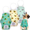 Jollywoods 3 Pack Washable Female Dog Diaper Onesie Sanitary Pantie with Adjustable Suspender, Reusable Fixed Doggie Diapers, Super Absorbent Leakproof for Small Medium Large Dog in Heat Cycle, Large