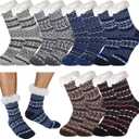 Liitrsh 6 Pairs Men's Fuzzy Slipper Socks with Grip Winter Non Slip Fluffy Winter Warm Lamb Fleece Socks for Holiday Gifts, Novel Style