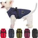 Dog Winter Coat,Warm Jacket Paded Fleece Pet Vest with Built in Harness,Windproof Reflective Cozy Adjustable Snow Pet Coat Clothes with Zipper for Small Medium Dogs (Navy Blue)
