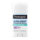 Neutrogena Ultra Sheer Dry Touch SPF 50 Mineral Sunscreen Stick for Sensitive Skin, Zinc Oxide, Body & Face Sunscreen with Vitamin E, No White Residue & Vegan, 1.5 oz