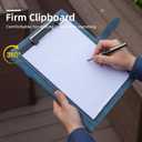 Padfolio Portfolio Leather Binder, Interview Legal Document Organizer, Padfolio Clipboard Folder, Business Card Holder Included 2pcs Letter Sized Writing Pad (Blue)