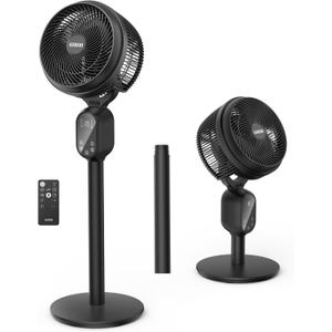 Fan For Bedroom, Pedestal Fans 90+90 Smart Oscillating, Standing Fans for Home 12 Speeds, 4 modes, 12H Timer, Quiet Floor Fan with DC Motor 20dB, 90ft for Room, 22-35'' Adjustable Height (Black)