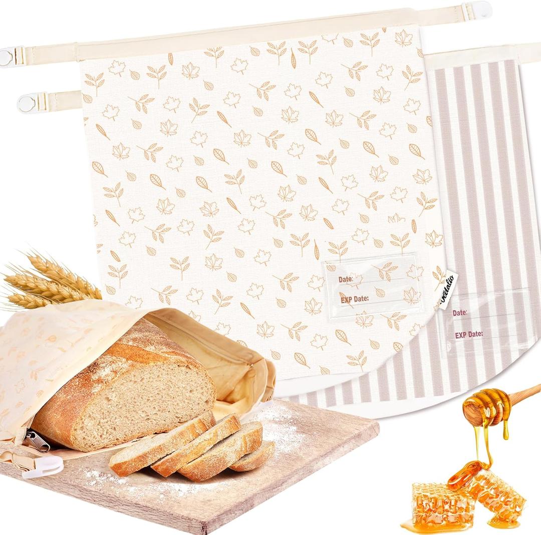 Bread Bags for Homemade Bread, Sourdough Bread Bags Baking Supplies, Beeswax Bread Bags for Sourdough, Reusable Beeswax Bread Bag Container Storage, Sourdough Starter Kit, Sour Dough Starter Kits